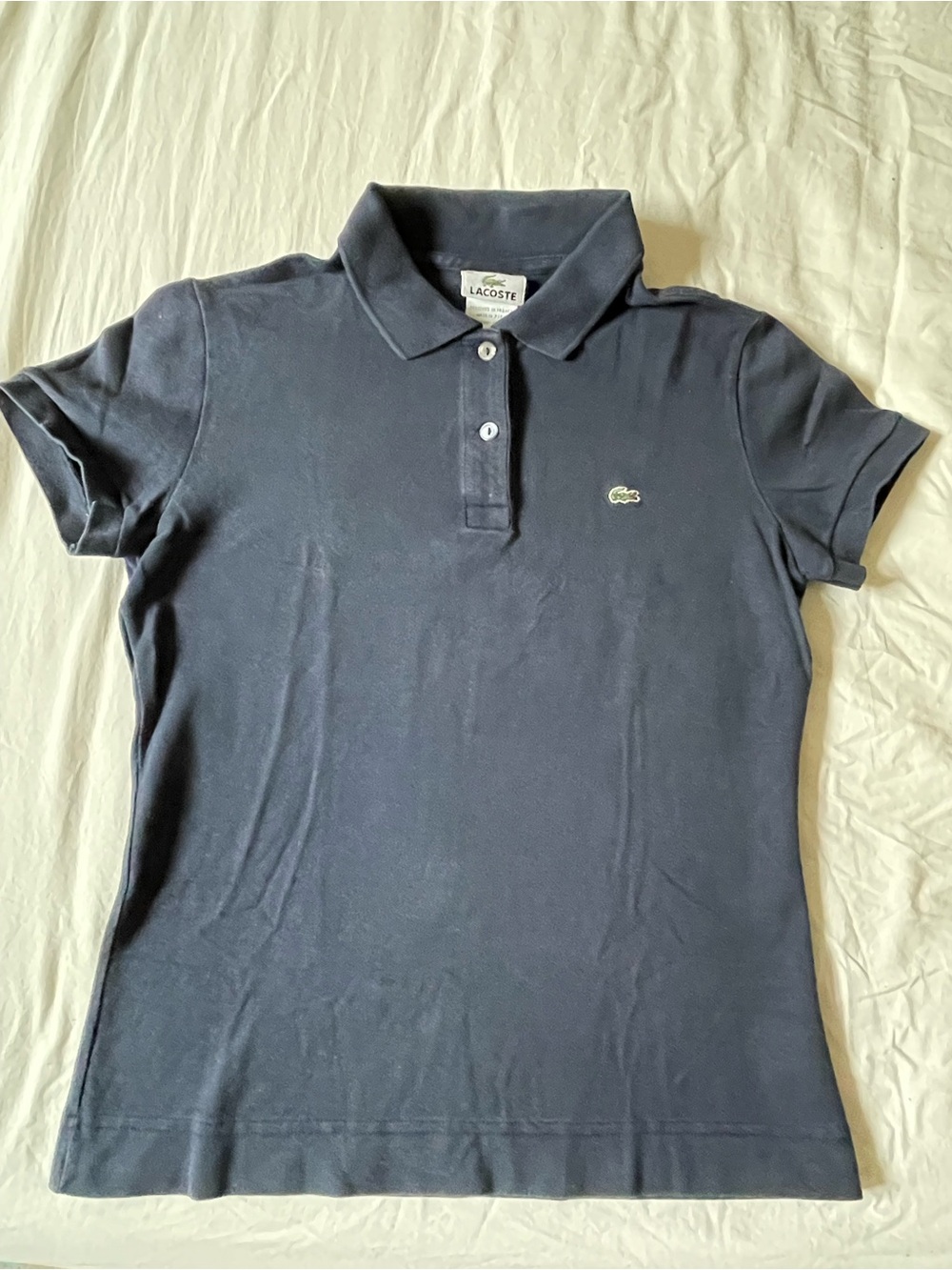 LACOSTE Navy Blue Classic Polo with Crocodile Logo